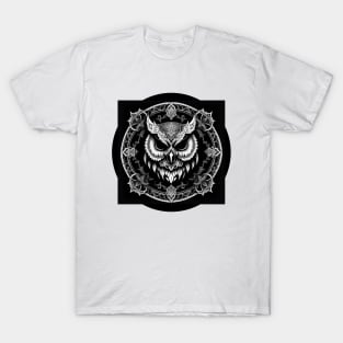 Owl on Black T-Shirt